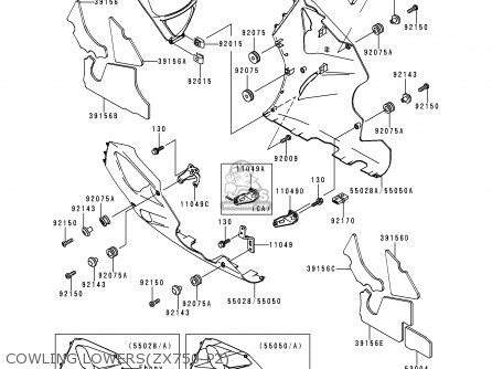 COWLING LOWERS(ZX750-P2) - ZX750P2 NINJA ZX7R 1997 USA CALIFORNIA CANADA
