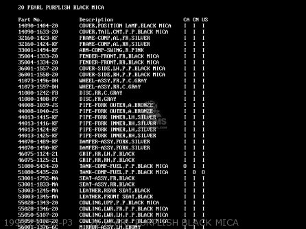 1998 ZX750-P3     20 PEARL PURPLISH BLACK MICA - ZX750P2 NINJA ZX7R 1997 USA CALIFORNIA CANADA