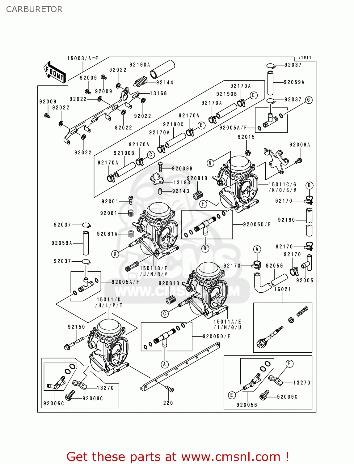 CARBURETOR ZX750P3 NINJA ZX7R 1998 EUROPE UK FR NL AR FG GR IT NR SD SP ST