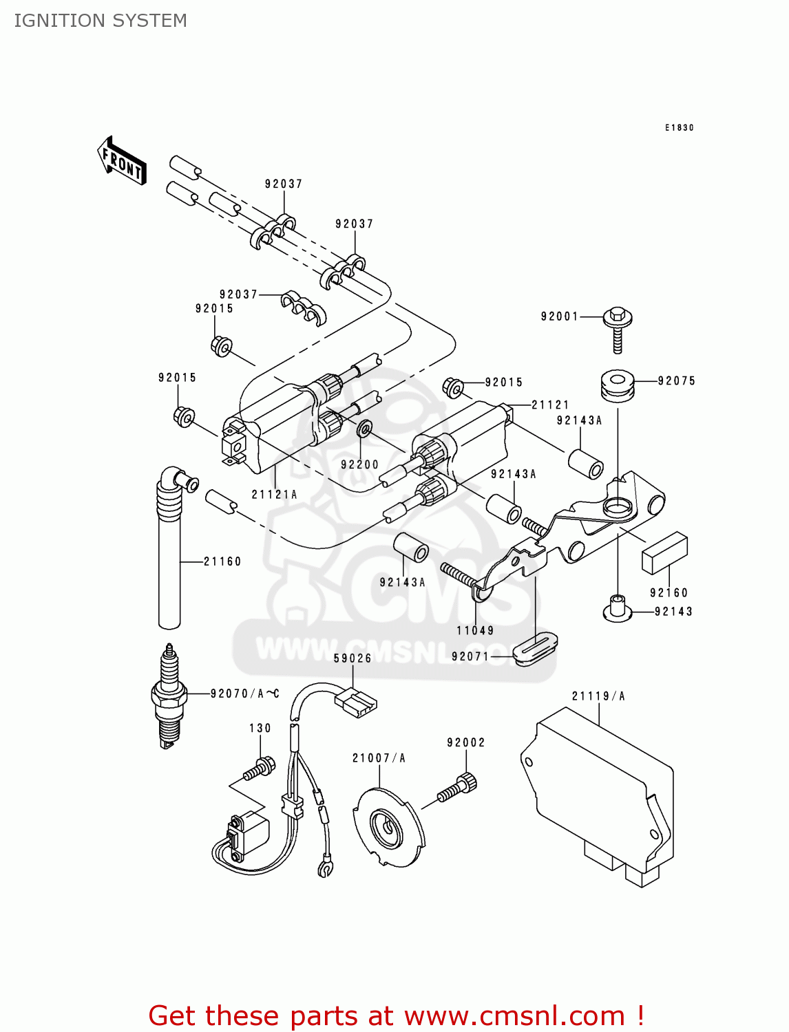 IGNITION SYSTEM ZX750P3 NINJA ZX7R 1998 EUROPE UK FR NL AR FG GR IT NR SD SP ST