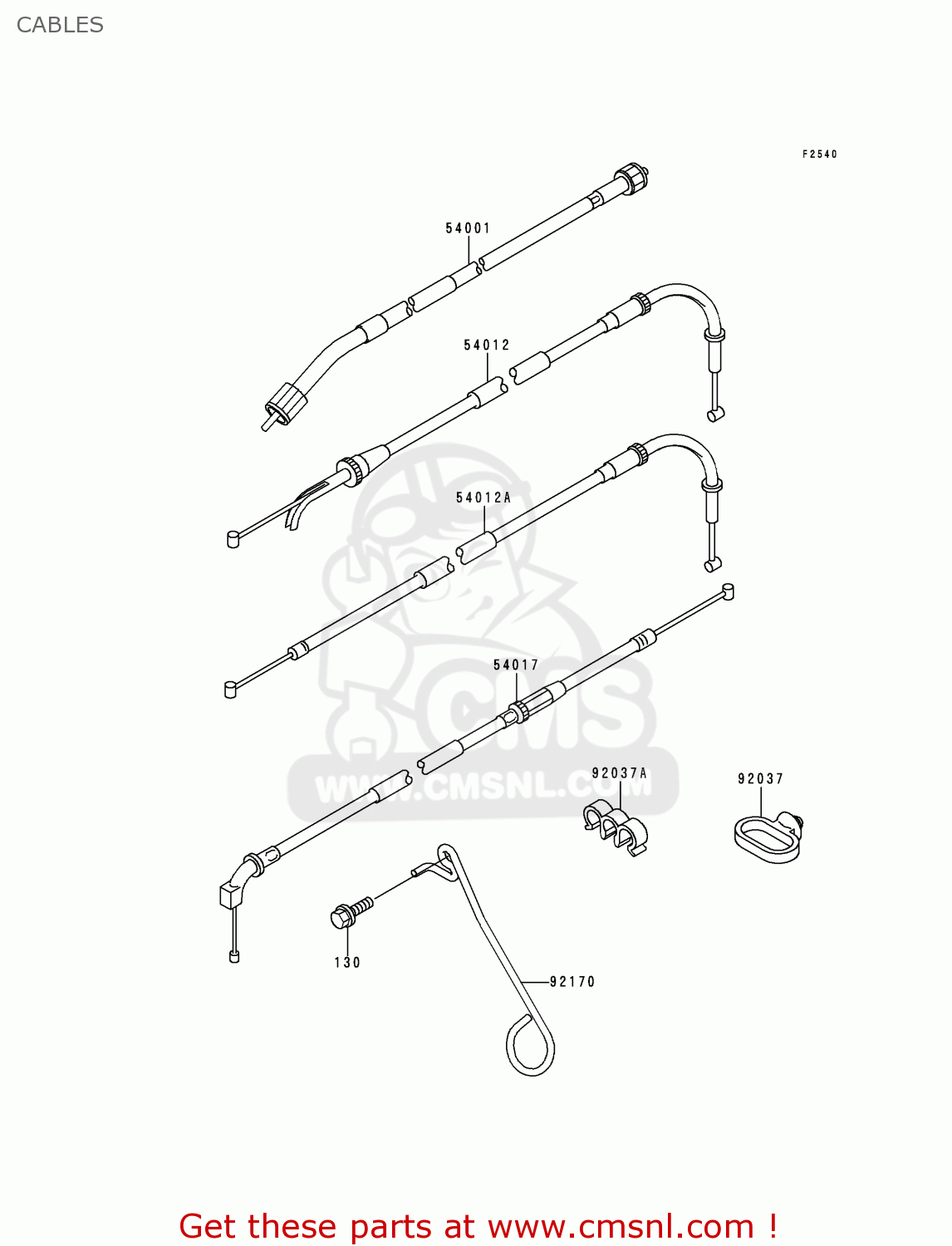 CABLES ZX750P3 NINJA ZX7R 1998 EUROPE UK FR NL AR FG GR IT NR SD SP ST