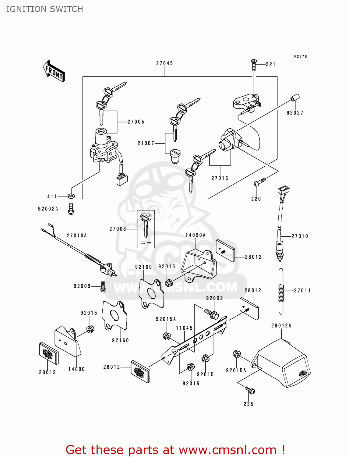IGNITION SWITCH ZX750P3 NINJA ZX7R 1998 EUROPE UK FR NL AR FG GR IT NR SD SP ST