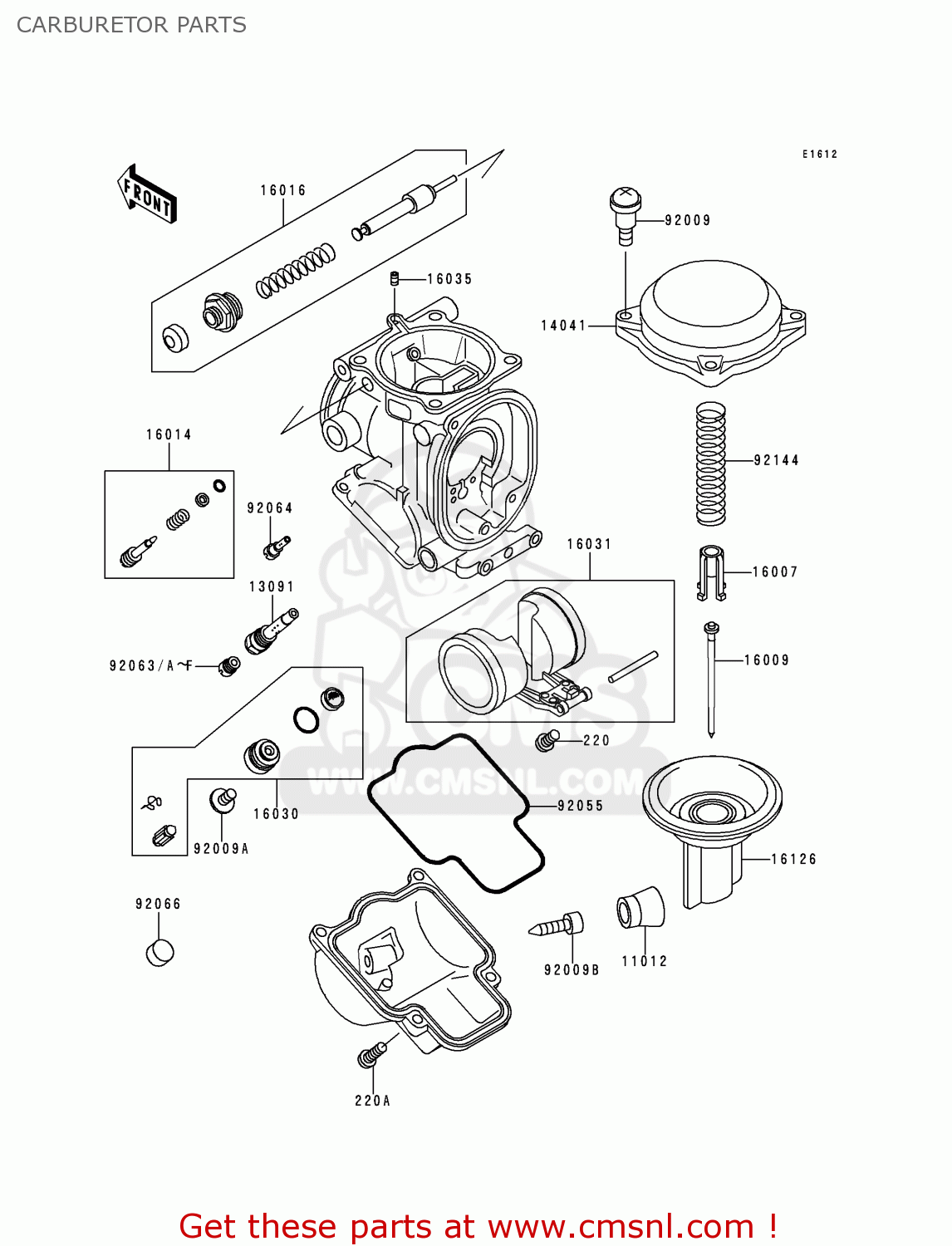 Kawasaki ZX750P3 NINJA ZX7R 1998 USA CALIFORNIA CANADA CARBURETOR PARTS ...