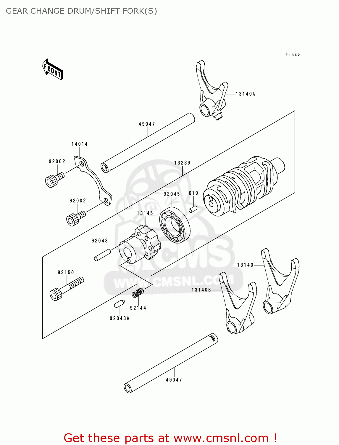 GEAR CHANGE DRUM/SHIFT FORK(S) ZX750P3 NINJA ZX7R 1998 USA CALIFORNIA CANADA