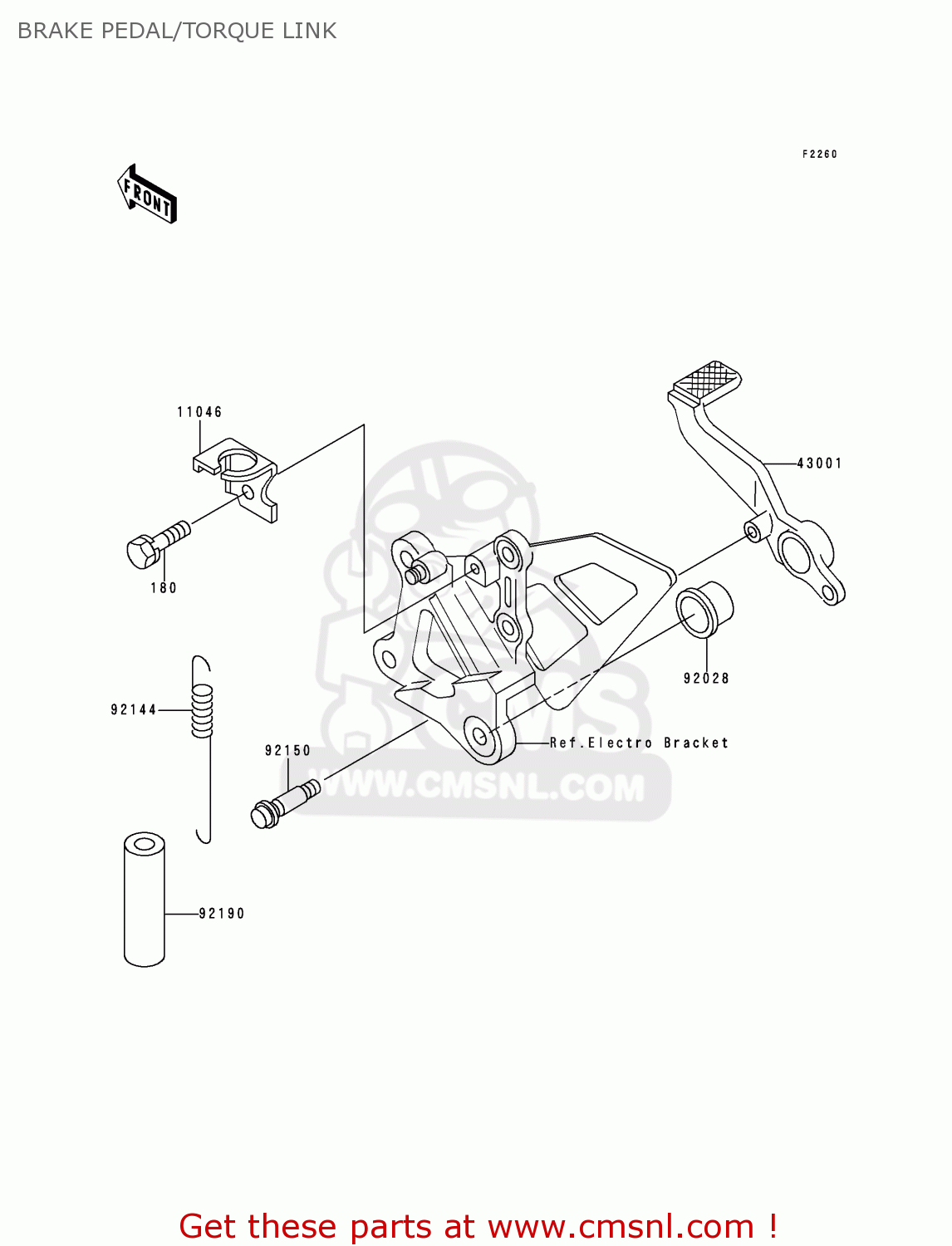 BRAKE PEDAL/TORQUE LINK ZX750P3 NINJA ZX7R 1998 USA CALIFORNIA CANADA