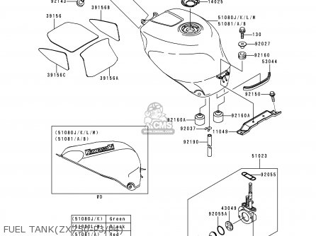 FUEL TANK(ZX750-P3/P4) - ZX750P3 NINJA ZX7R 1998 USA CALIFORNIA CANADA