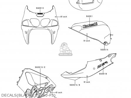 DECALS(BLACK)(ZX750-P3) - ZX750P3 NINJA ZX7R 1998 USA CALIFORNIA CANADA