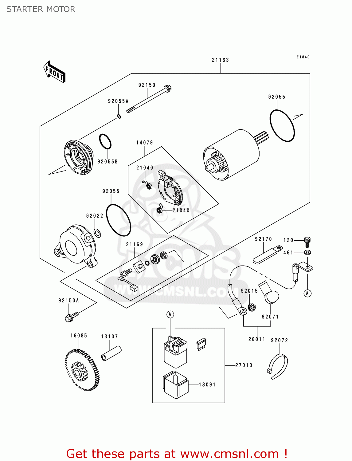STARTER MOTOR ZX750P4 NINJA ZX7R 1999 EUROPE UK FR NL AR FG GR IT NR SD SP ST