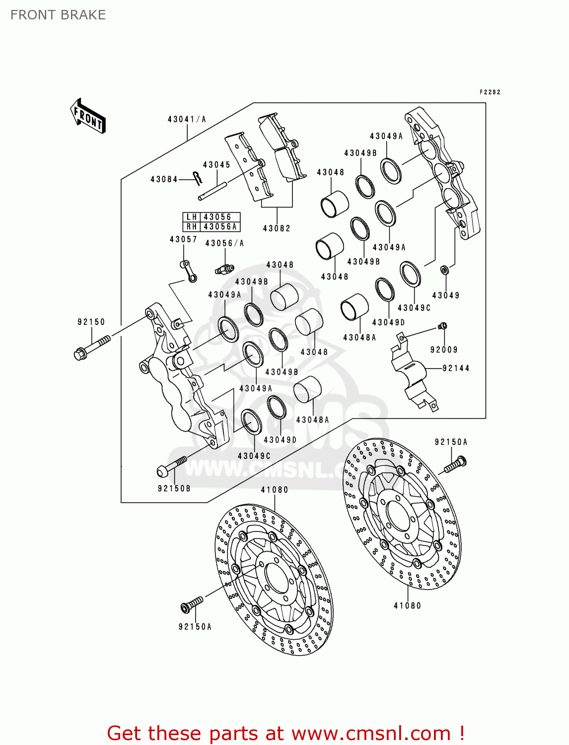 FRONT BRAKE ZX750P4 NINJA ZX7R 1999 EUROPE UK FR NL AR FG GR IT NR SD SP ST