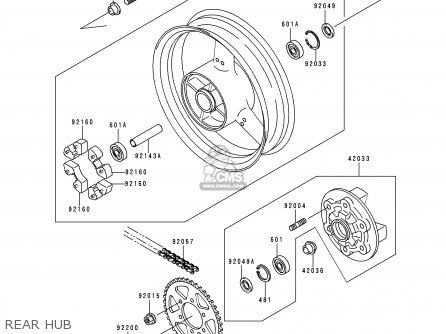 REAR HUB - ZX750P4 NINJA ZX7R 1999 EUROPE UK FR NL AR FG GR IT NR SD SP ST