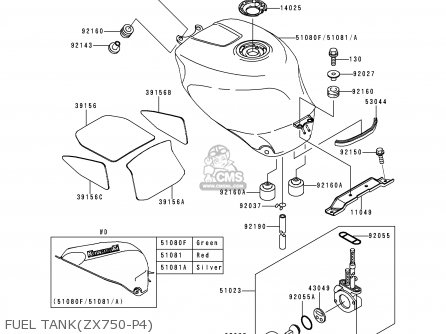 FUEL TANK(ZX750-P4) - ZX750P4 NINJA ZX7R 1999 EUROPE UK FR NL AR FG GR IT NR SD SP ST