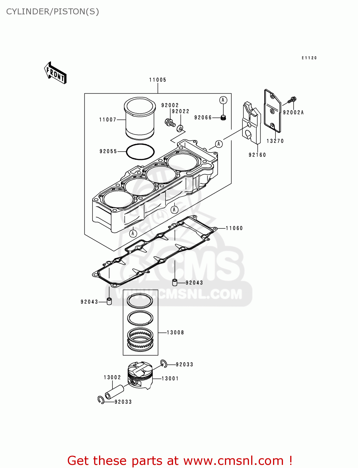 CYLINDER/PISTON(S) ZX750P4 NINJA ZX7R 1999 USA CALIFORNIA CANADA