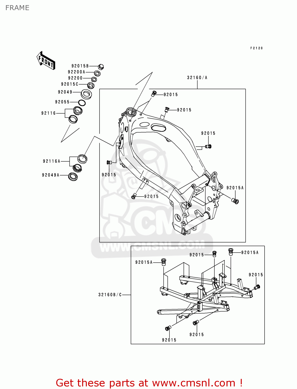 FRAME ZX750P4 NINJA ZX7R 1999 USA CALIFORNIA CANADA