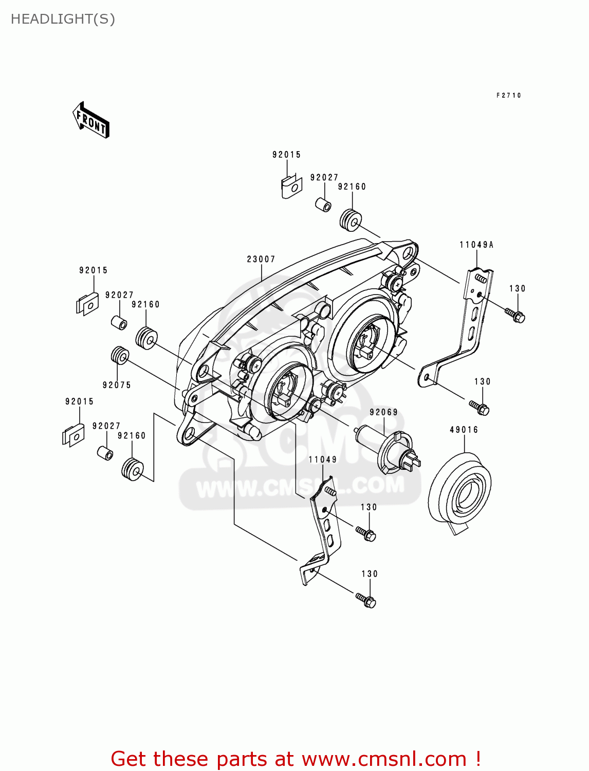 HEADLIGHT(S) ZX750P4 NINJA ZX7R 1999 USA CALIFORNIA CANADA