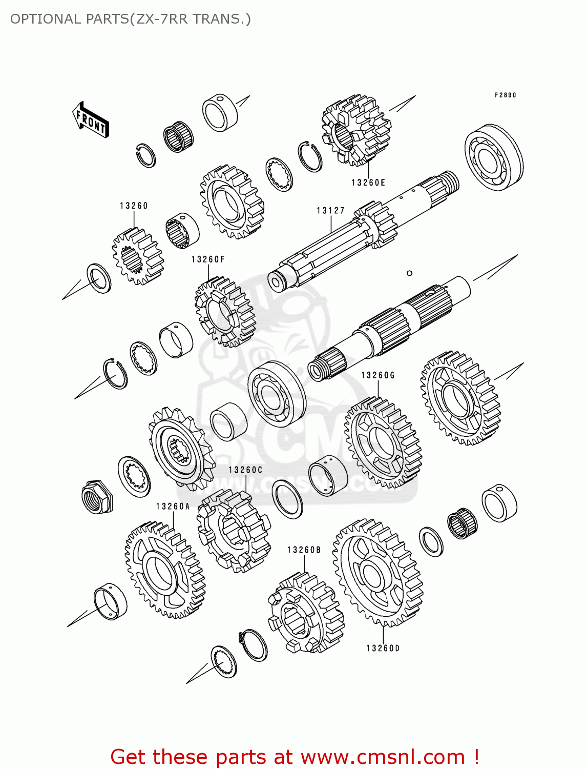 OPTIONAL PARTS(ZX-7RR TRANS.) ZX750P4 NINJA ZX7R 1999 USA CALIFORNIA CANADA