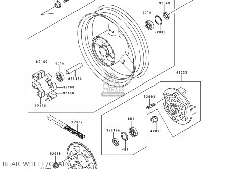 REAR WHEEL/CHAIN - ZX750P4 NINJA ZX7R 1999 USA CALIFORNIA CANADA