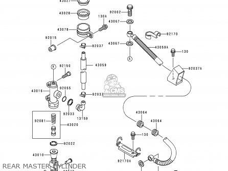 REAR MASTER CYLINDER - ZX750P4 NINJA ZX7R 1999 USA CALIFORNIA CANADA