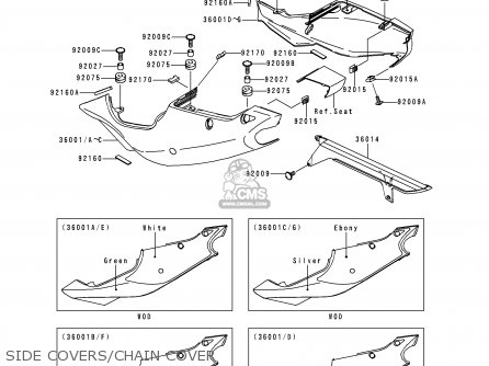SIDE COVERS/CHAIN COVER - ZX750P4 NINJA ZX7R 1999 USA CALIFORNIA CANADA