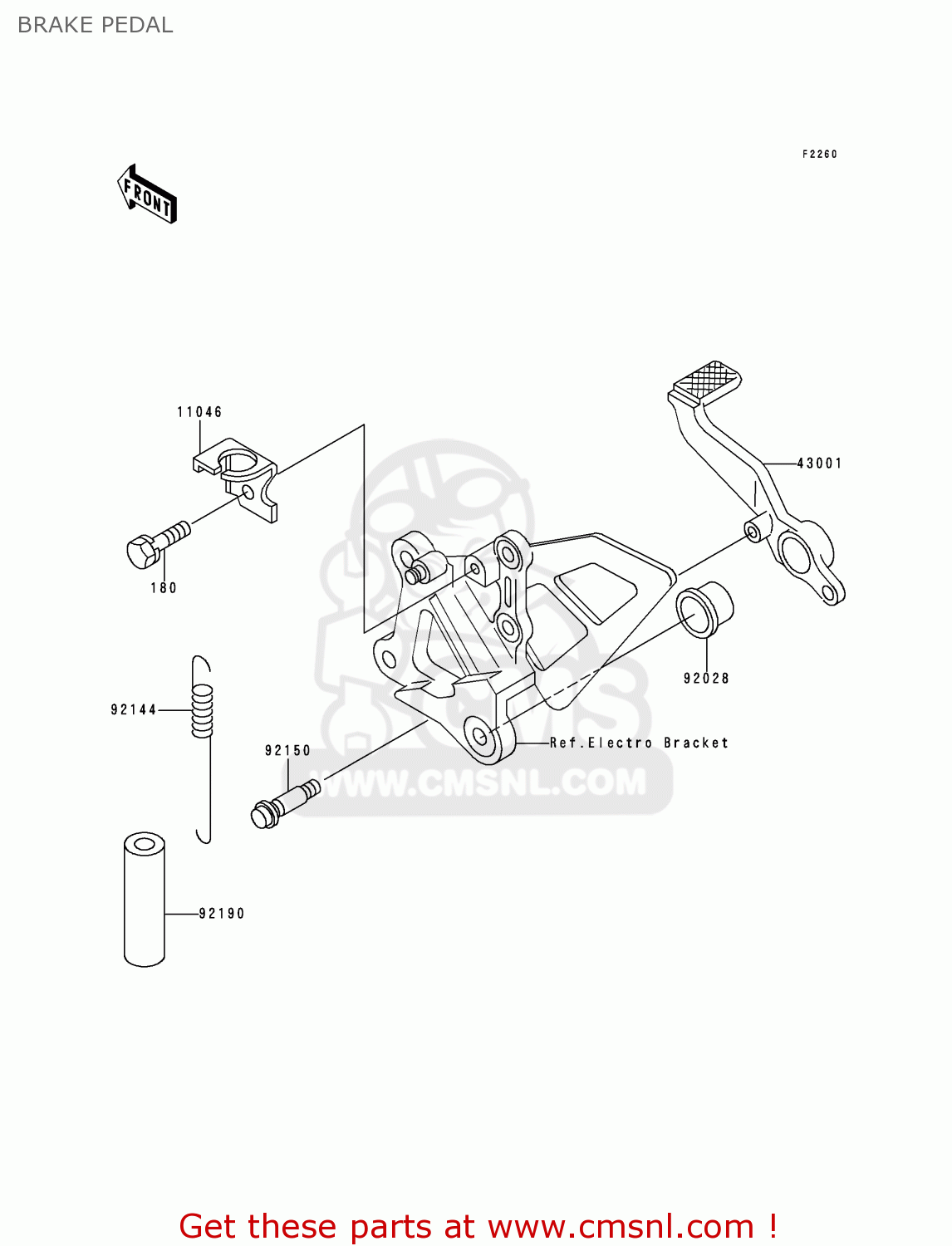BRAKE PEDAL ZX750P5 NINJA ZX7R 2000 EUROPE UK FR NL AR FG GR IT NR SP ST