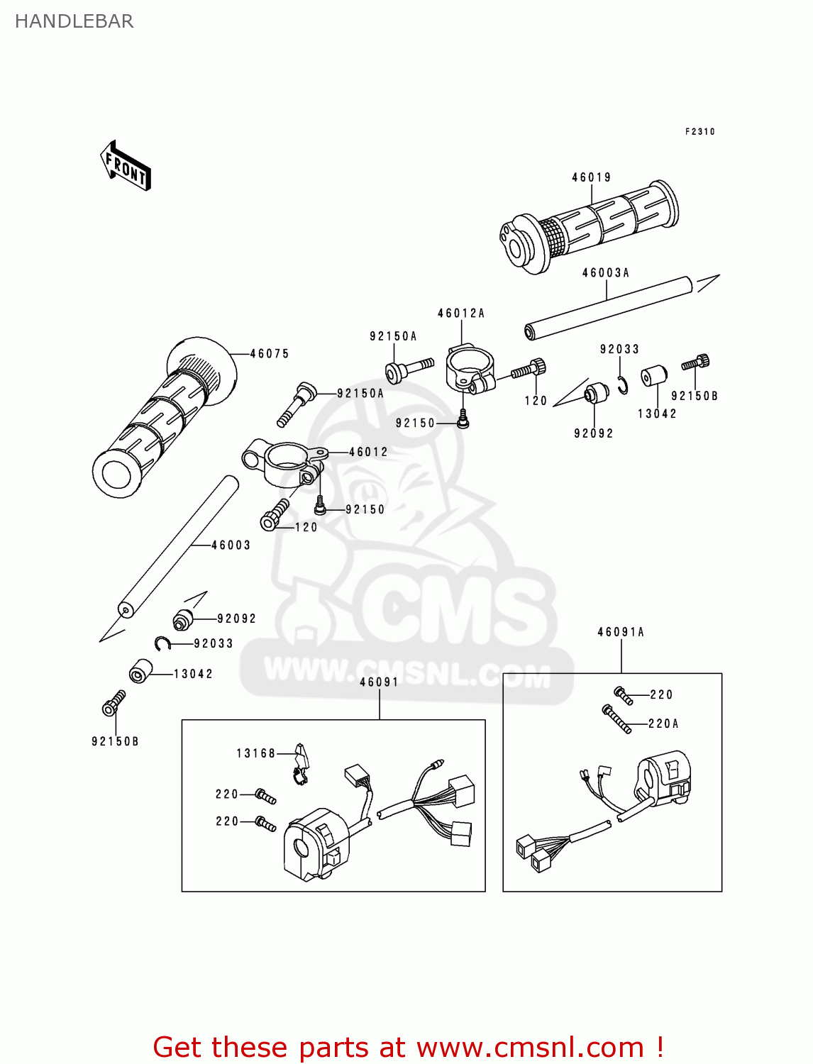 HANDLEBAR ZX750P5 NINJA ZX7R 2000 EUROPE UK FR NL AR FG GR IT NR SP ST
