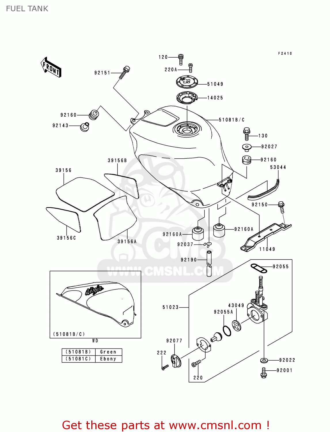 FUEL TANK ZX750P5 NINJA ZX7R 2000 EUROPE UK FR NL AR FG GR IT NR SP ST