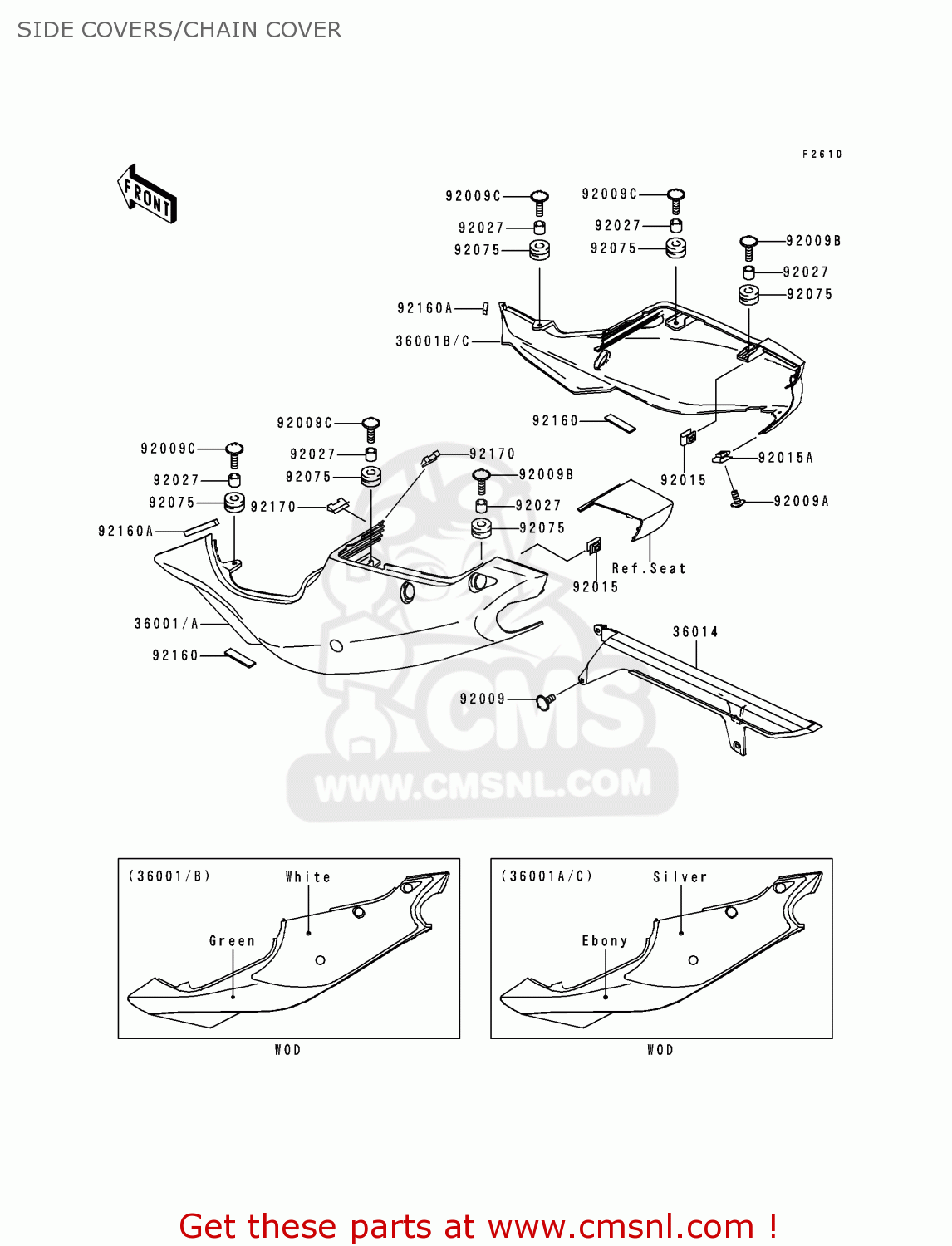 SIDE COVERS/CHAIN COVER ZX750P5 NINJA ZX7R 2000 EUROPE UK FR NL AR FG GR IT NR SP ST