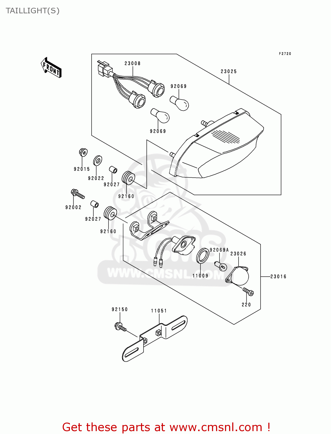 TAILLIGHT(S) ZX750P5 NINJA ZX7R 2000 EUROPE UK FR NL AR FG GR IT NR SP ST