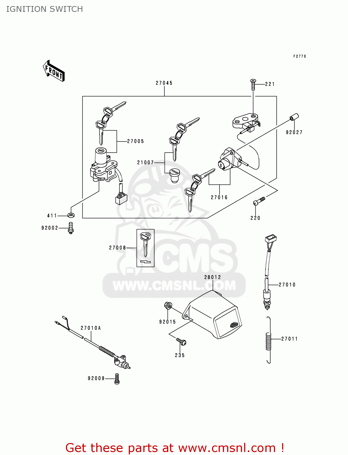 IGNITION SWITCH ZX750P5 NINJA ZX7R 2000 EUROPE UK FR NL AR FG GR IT NR SP ST