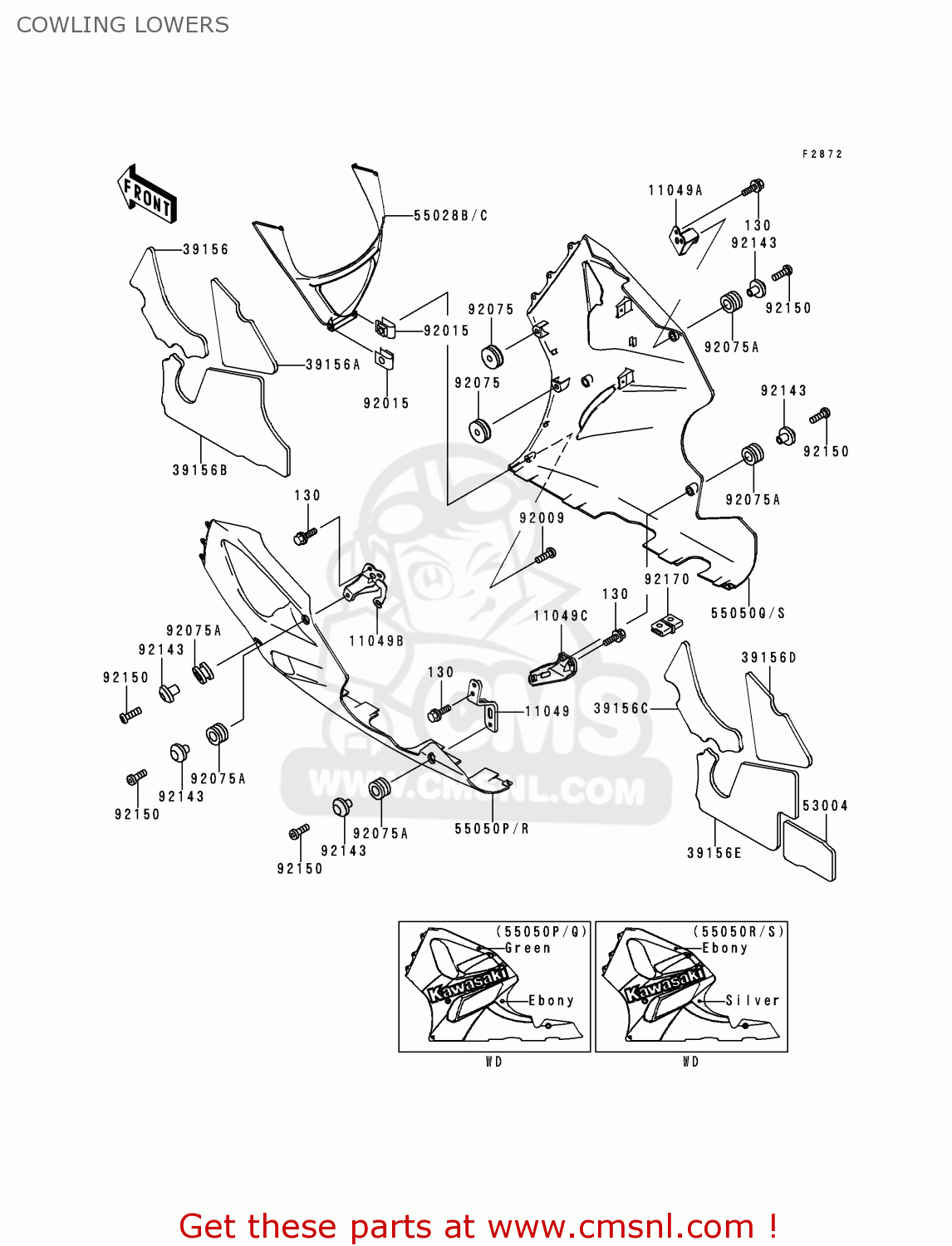 COWLING LOWERS ZX750P5 NINJA ZX7R 2000 EUROPE UK FR NL AR FG GR IT NR SP ST