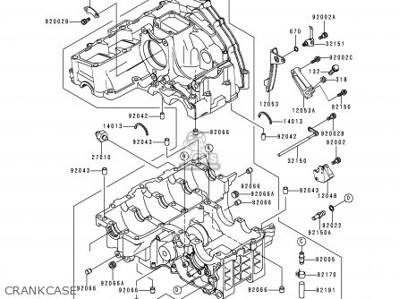 CRANKCASE - ZX750P5 NINJA ZX7R 2000 EUROPE UK FR NL AR FG GR IT NR SP ST
