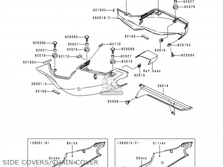 SIDE COVERS/CHAIN COVER - ZX750P5 NINJA ZX7R 2000 EUROPE UK FR NL AR FG GR IT NR SP ST