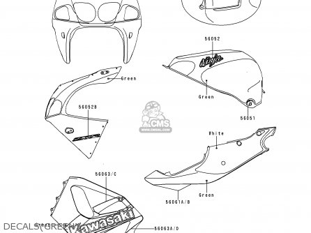 DECALS(GREEN) - ZX750P5 NINJA ZX7R 2000 EUROPE UK FR NL AR FG GR IT NR SP ST