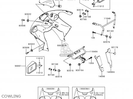 COWLING - ZX750P5 NINJA ZX7R 2000 EUROPE UK FR NL AR FG GR IT NR SP ST