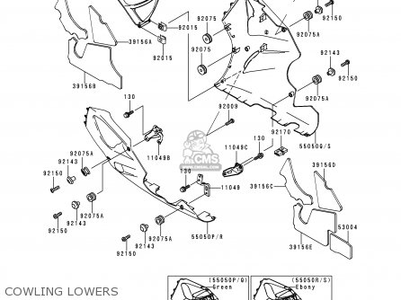 COWLING LOWERS - ZX750P5 NINJA ZX7R 2000 EUROPE UK FR NL AR FG GR IT NR SP ST