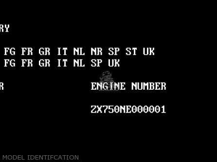 MODEL IDENTIFCATION - ZX750P5 NINJA ZX7R 2000 EUROPE UK FR NL AR FG GR IT NR SP ST