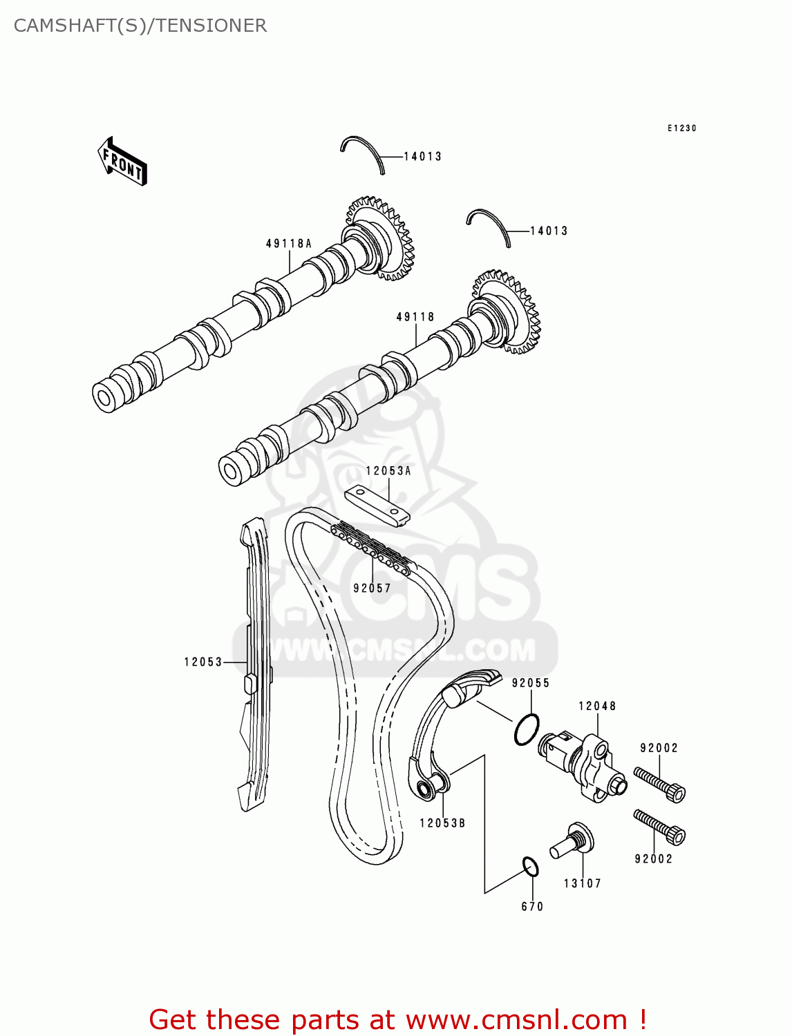 CAMSHAFT(S)/TENSIONER ZX750P5 NINJA ZX7R 2000 USA CALIFORNIA CANADA