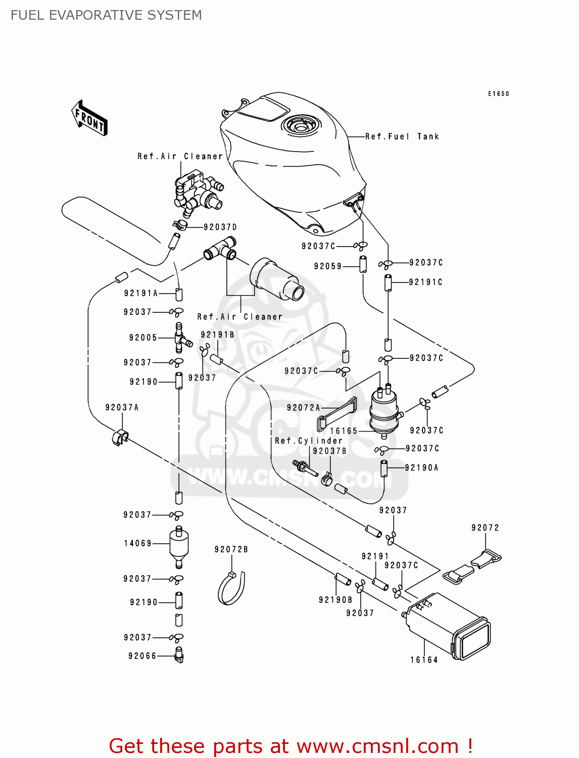 FUEL EVAPORATIVE SYSTEM ZX750P5 NINJA ZX7R 2000 USA CALIFORNIA CANADA