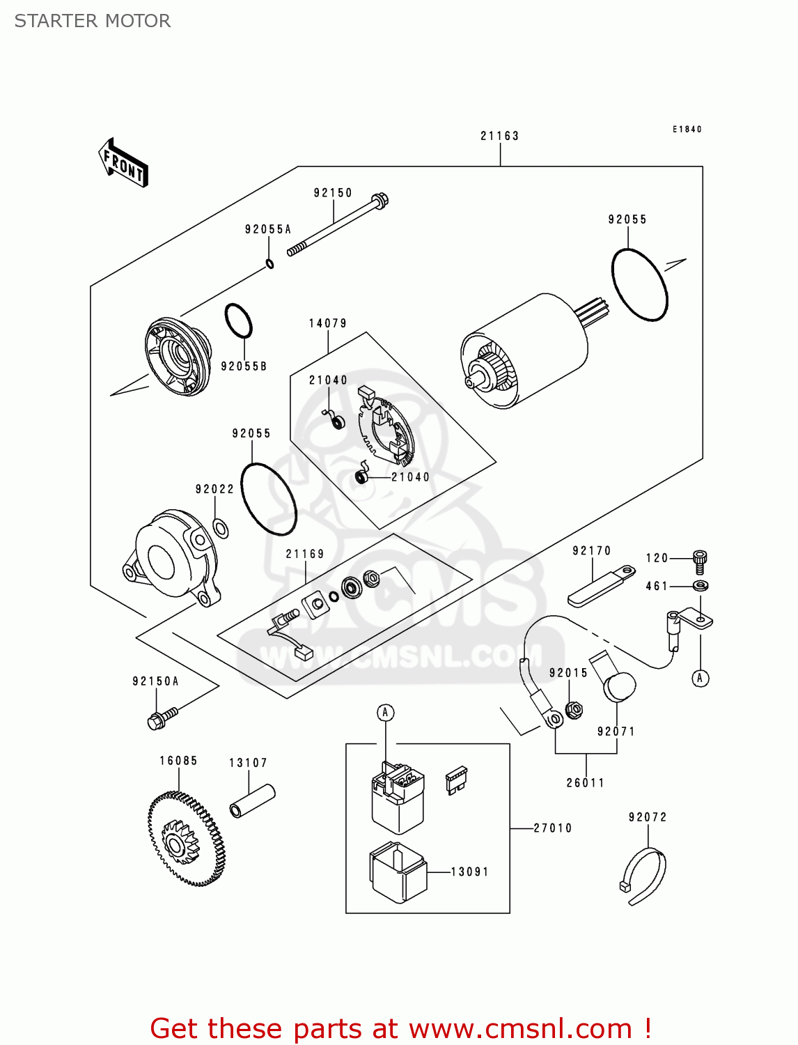 STARTER MOTOR ZX750P5 NINJA ZX7R 2000 USA CALIFORNIA CANADA