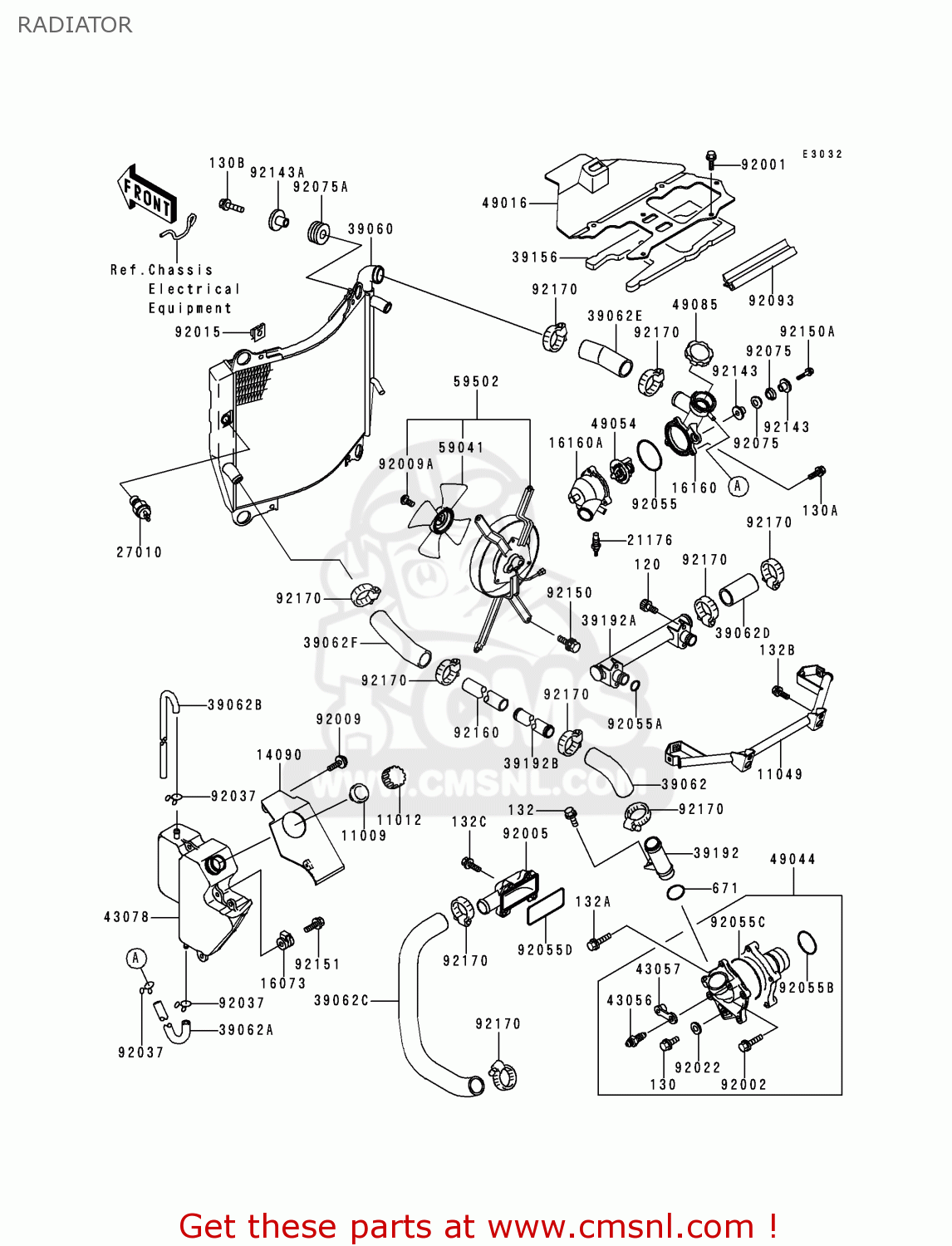 RADIATOR ZX750P5 NINJA ZX7R 2000 USA CALIFORNIA CANADA