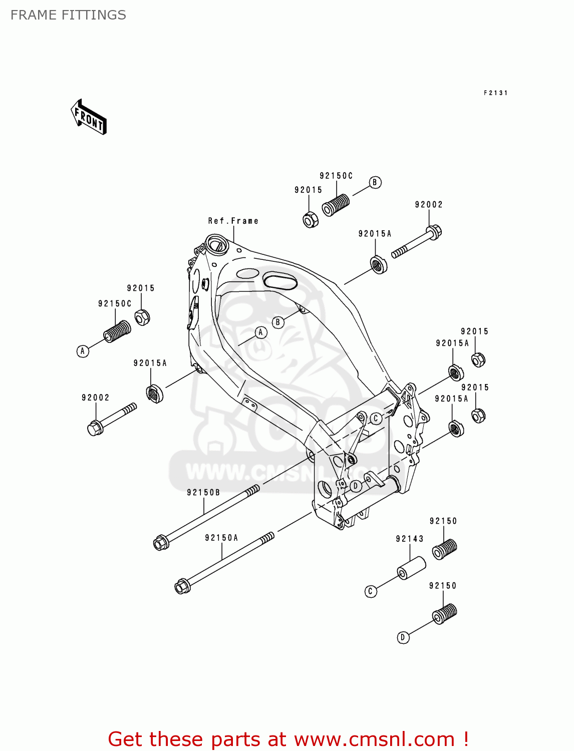 FRAME FITTINGS ZX750P5 NINJA ZX7R 2000 USA CALIFORNIA CANADA