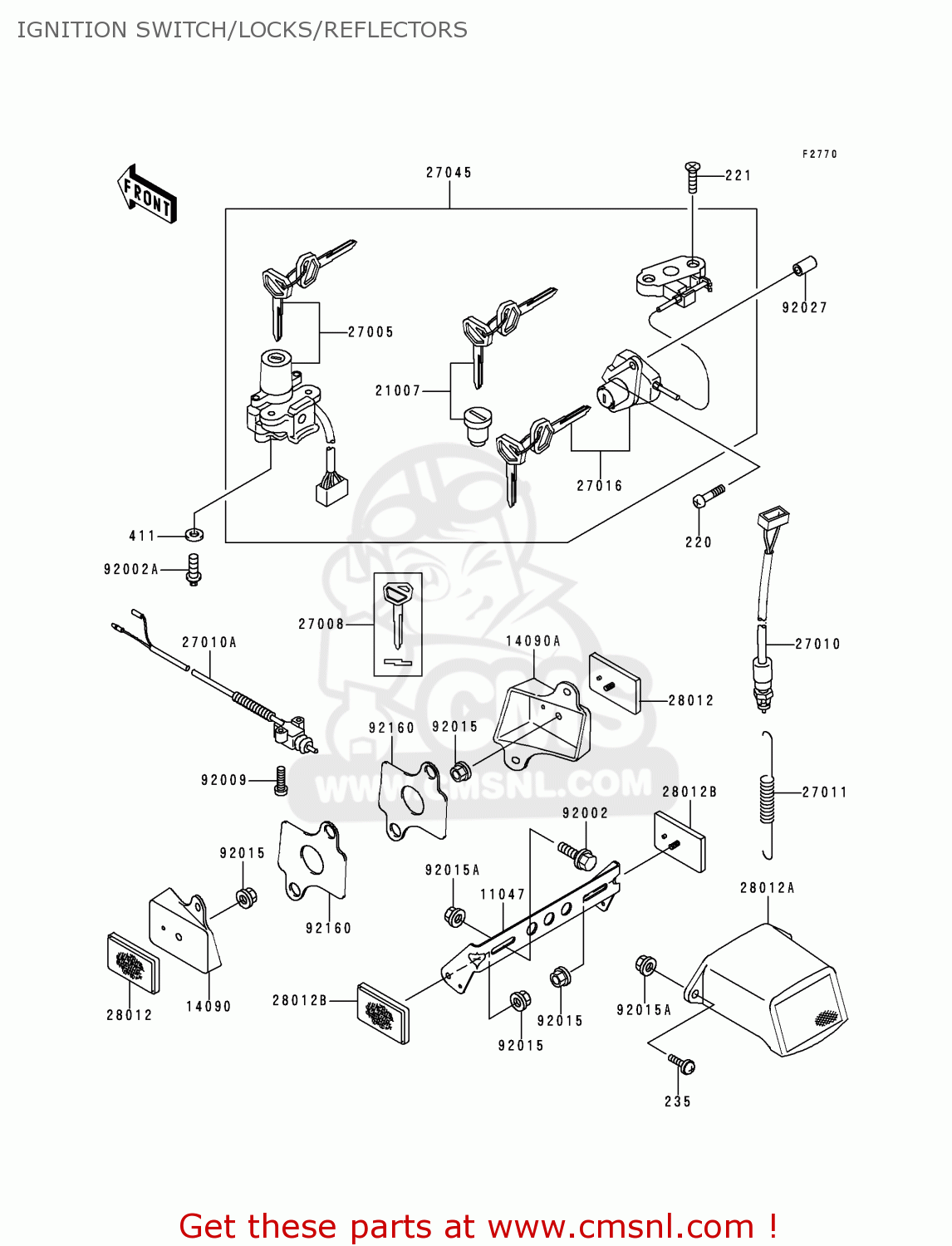 IGNITION SWITCH/LOCKS/REFLECTORS ZX750P5 NINJA ZX7R 2000 USA CALIFORNIA CANADA