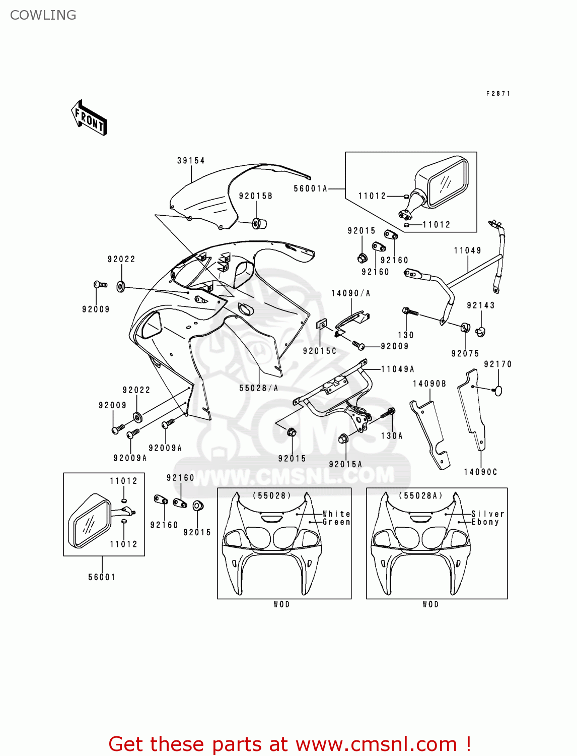 COWLING ZX750P5 NINJA ZX7R 2000 USA CALIFORNIA CANADA