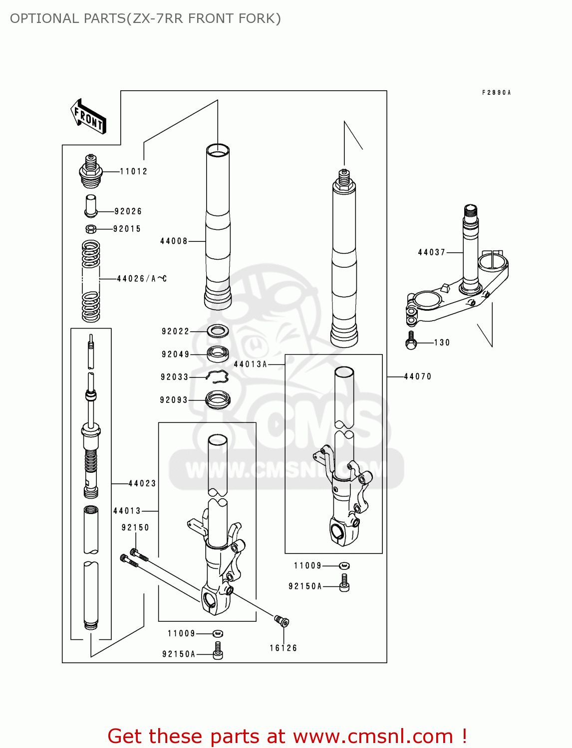 OPTIONAL PARTS(ZX-7RR FRONT FORK) ZX750P5 NINJA ZX7R 2000 USA CALIFORNIA CANADA