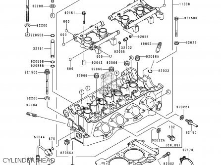 CYLINDER HEAD - ZX750P5 NINJA ZX7R 2000 USA CALIFORNIA CANADA