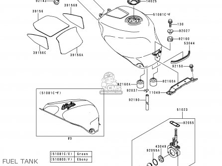 FUEL TANK - ZX750P5 NINJA ZX7R 2000 USA CALIFORNIA CANADA