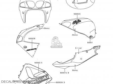 DECALS(SILVER) - ZX750P5 NINJA ZX7R 2000 USA CALIFORNIA CANADA