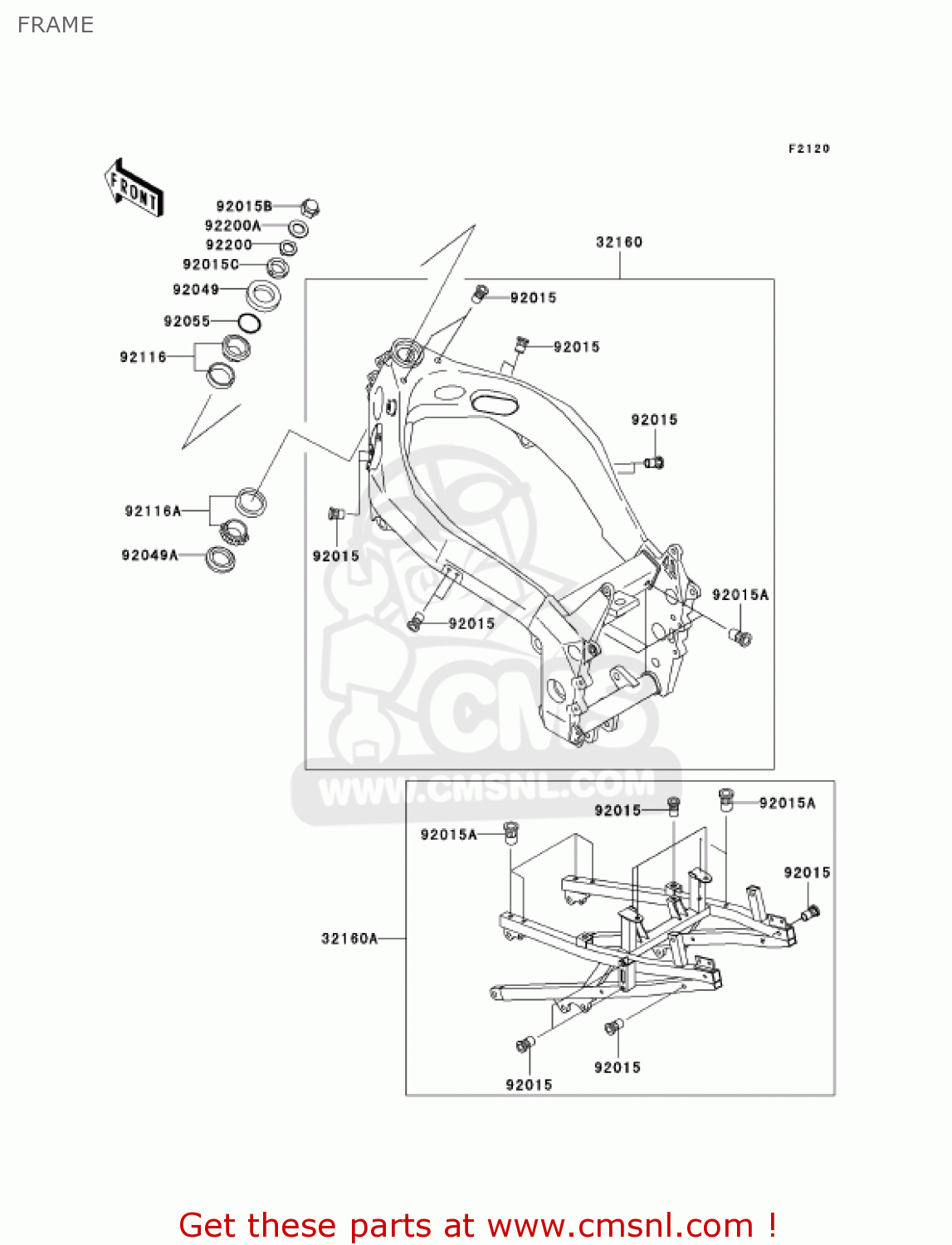 FRAME ZX750P6 NINJA ZX7R 2001 USA CALIFORNIA CANADA