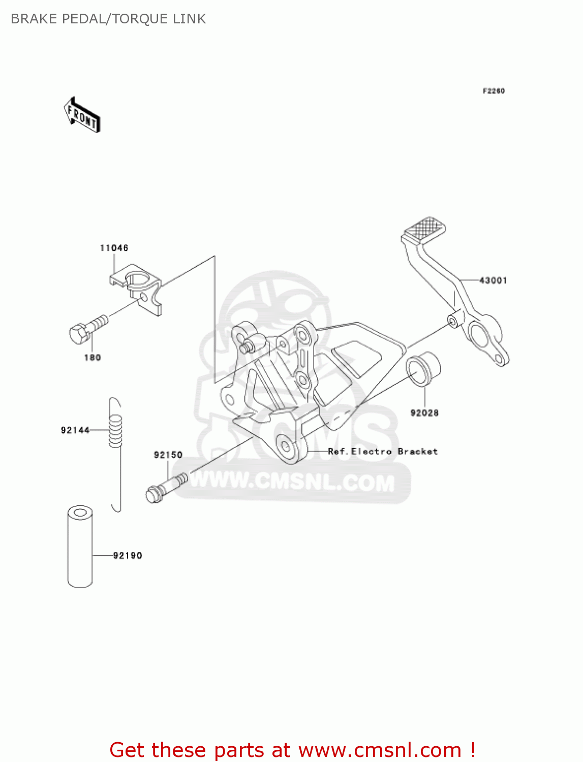 BRAKE PEDAL/TORQUE LINK ZX750P6 NINJA ZX7R 2001 USA CALIFORNIA CANADA