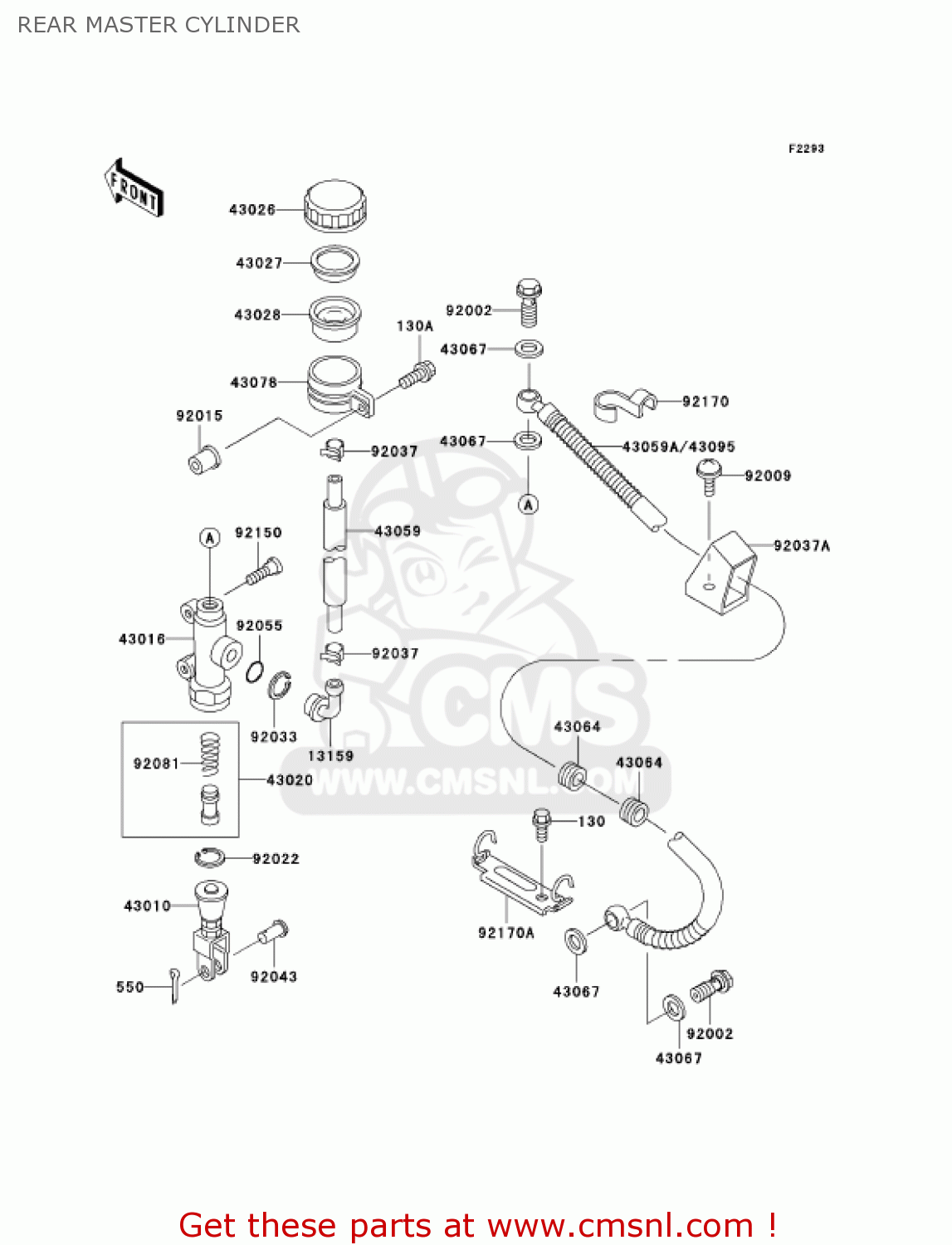 REAR MASTER CYLINDER ZX750P6 NINJA ZX7R 2001 USA CALIFORNIA CANADA