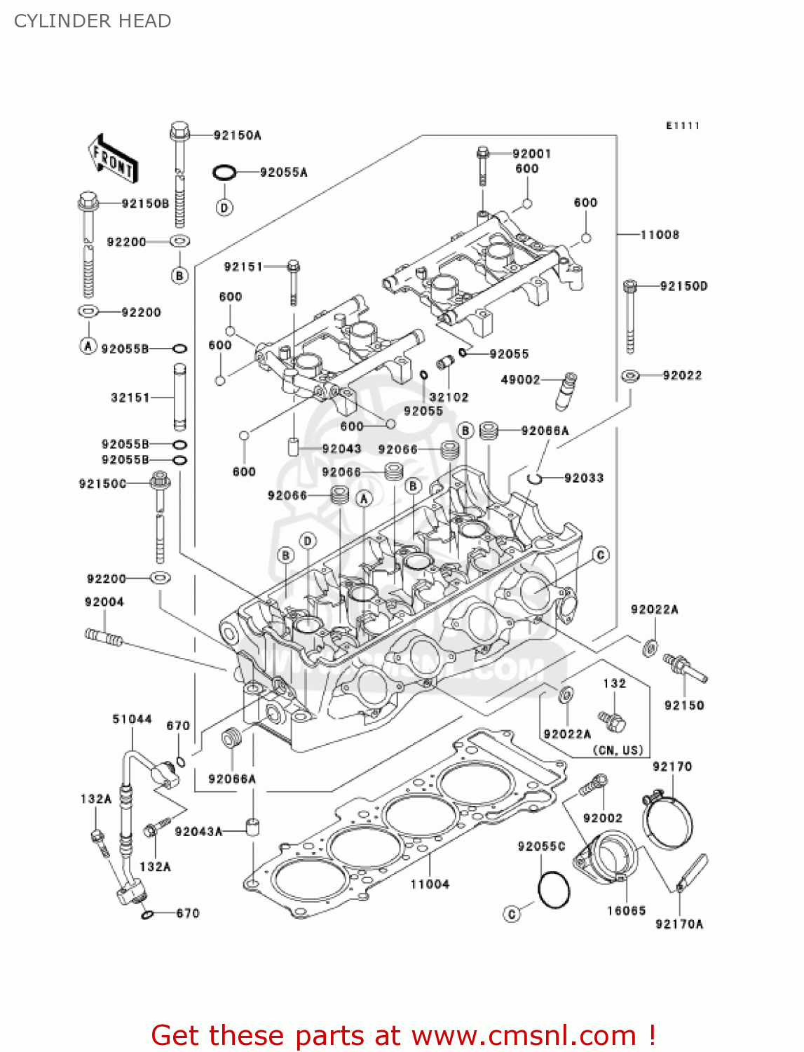 CYLINDER HEAD ZX750P6 NINJA ZX7R 2001 USA CALIFORNIA CANADA